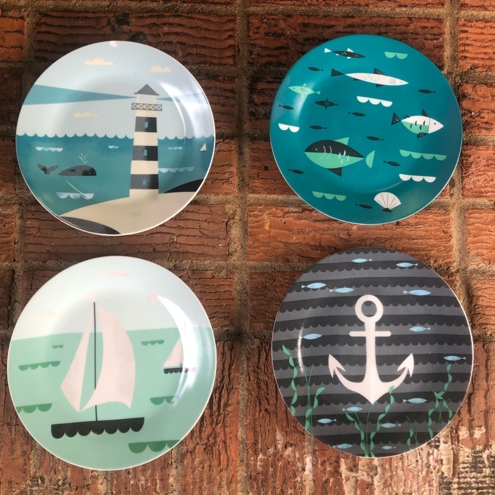 Magpie Set of 4 Ahoy Nautical Theme Small 7.5” Side Plates